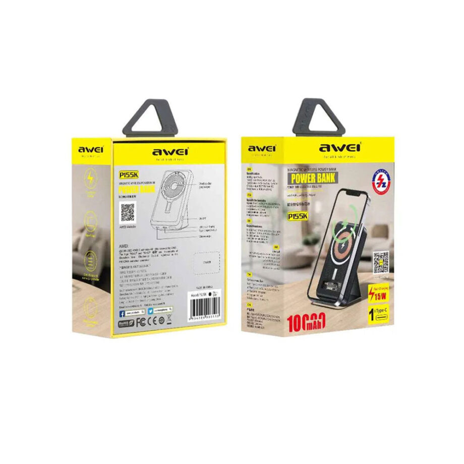 Awei P155K MagSafe Power Bank 10000mAh 15W Μαύρο